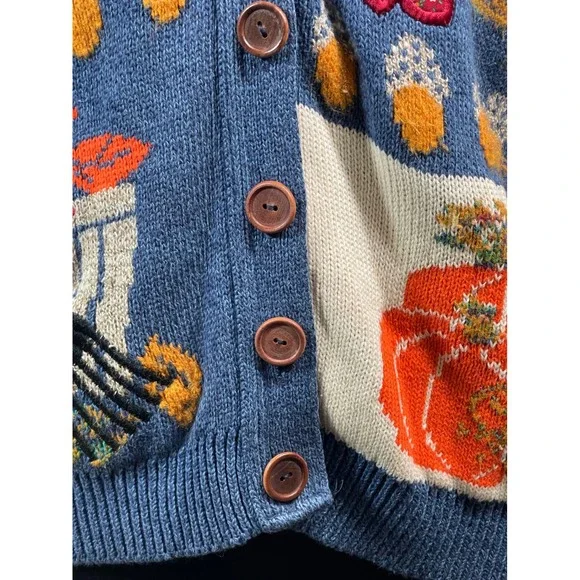VTG Sweater Loft New York Harvest Knit Vest Apples Pumpkin S USA Autumn granny - Picture 4 of 11